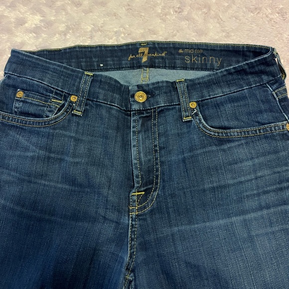 7 For All Mankind Dark Wash Skinny Jeans - Picture 4 of 6
